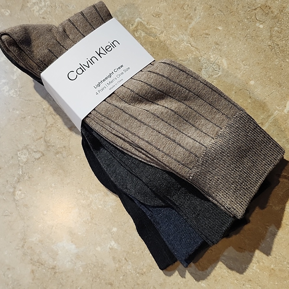 Calvin Klein Multicolor Ribbed Lightweight Crew Socks - 4 pack